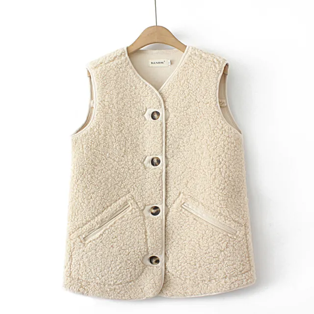 Lambswool Vest Plus Size Women's Clothing Composite Suede Nap Beige - Shop at LoveMi