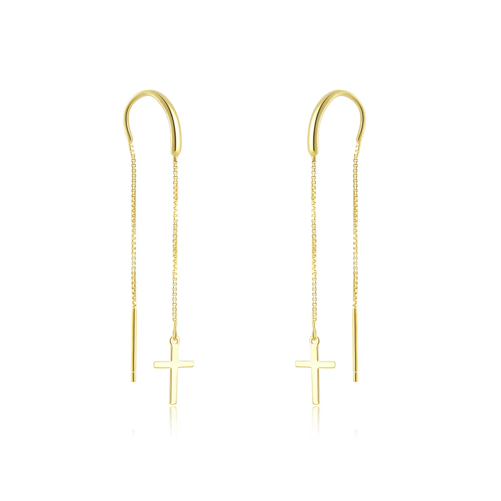Cross 925 Sterling Silver Earrings Women's Long Tassel Simple All-match