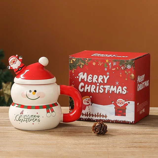 Christmas Ceramic Cartoon Snowman Large capacity Water Cup Christmas Snowman Cup - Shop at LoveMi