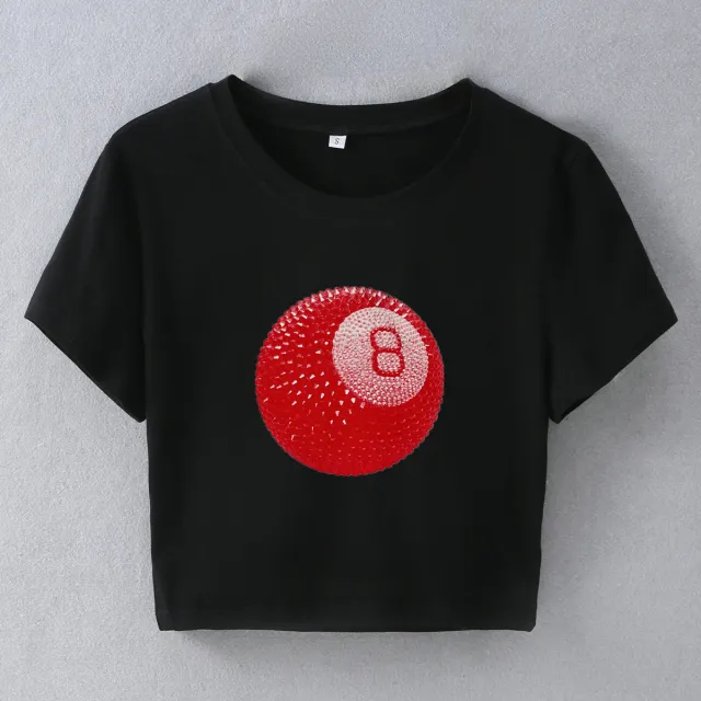 Women's Cropped Slim fit Short sleeved T shirt Black - Shop at LoveMi