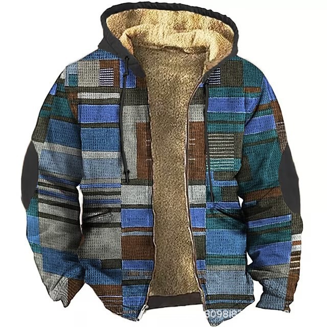 Fleece-lined Thickened Patchwork Cotton Jacket