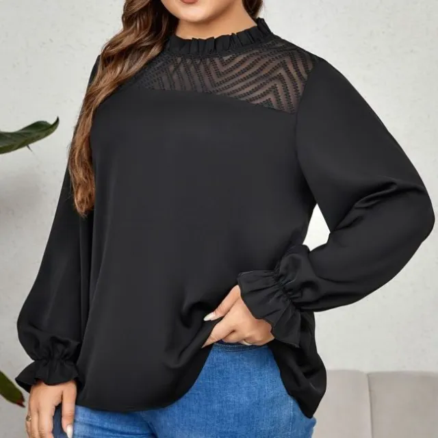 Round Neck Long Sleeve Loose Slimming Top Shirt Black - Shop at LoveMi
