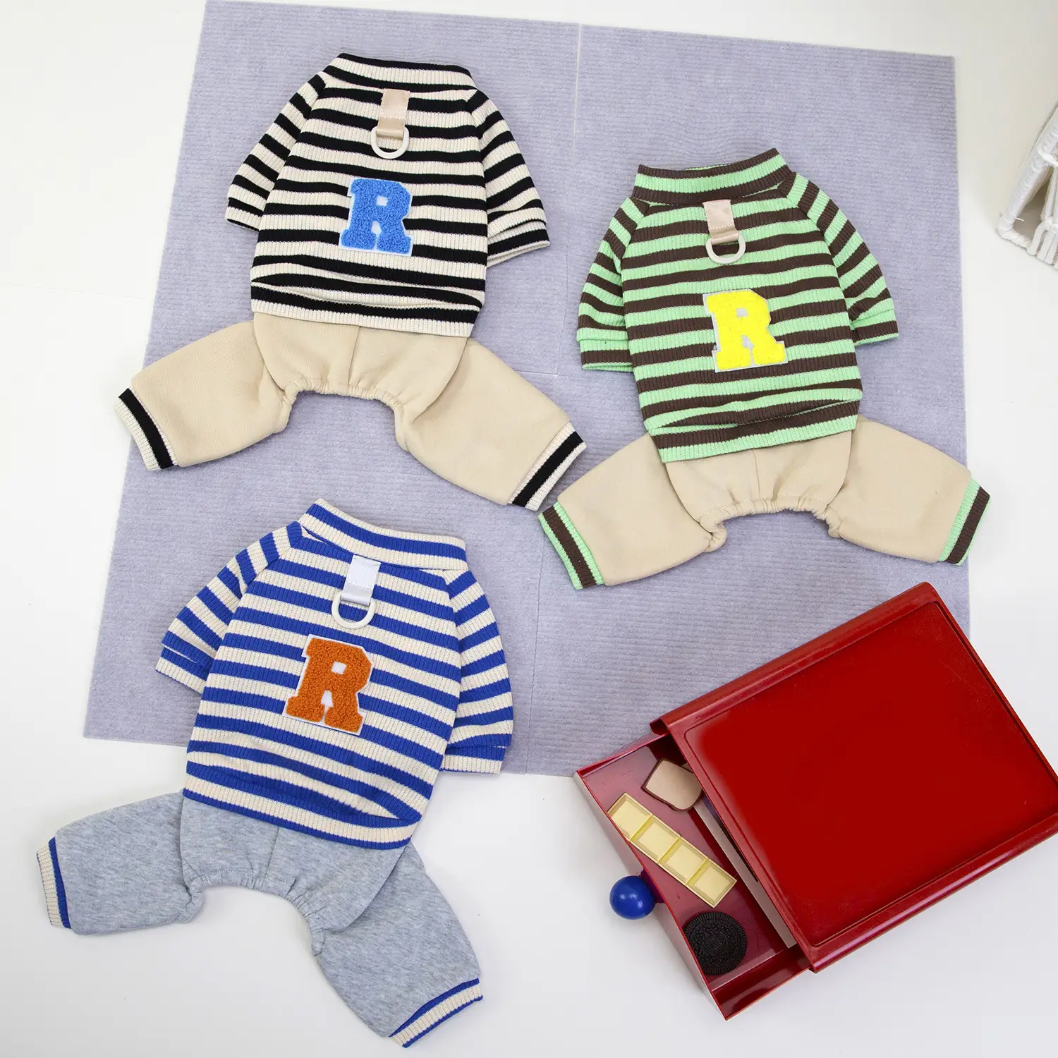 Pet Dog Hoodie With Twenty Five Stripes Casual Style Set