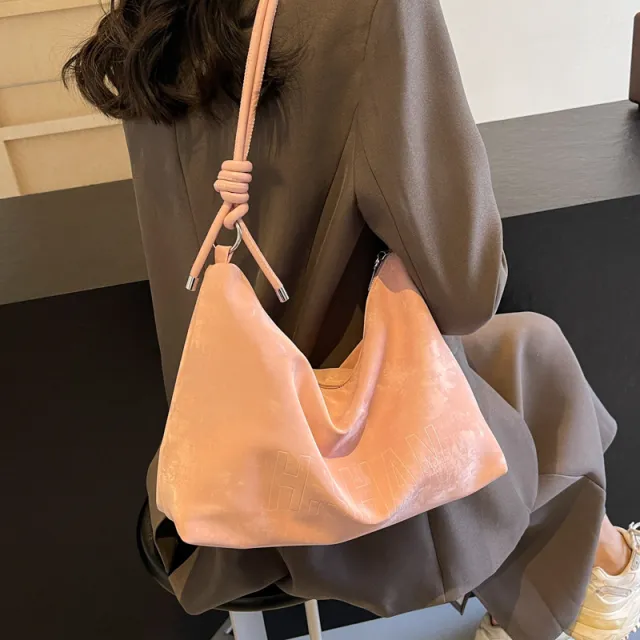 Autumn And Winter Crossbody Large capacity Bucket Bag Fashion All match High Sense Pink - Shop at LoveMi