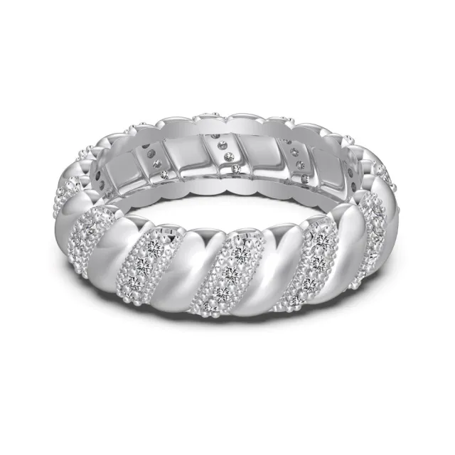 European And American Style Hot S925 Sterling Silver Ring Female Twist Design Platinum - Shop at LoveMi