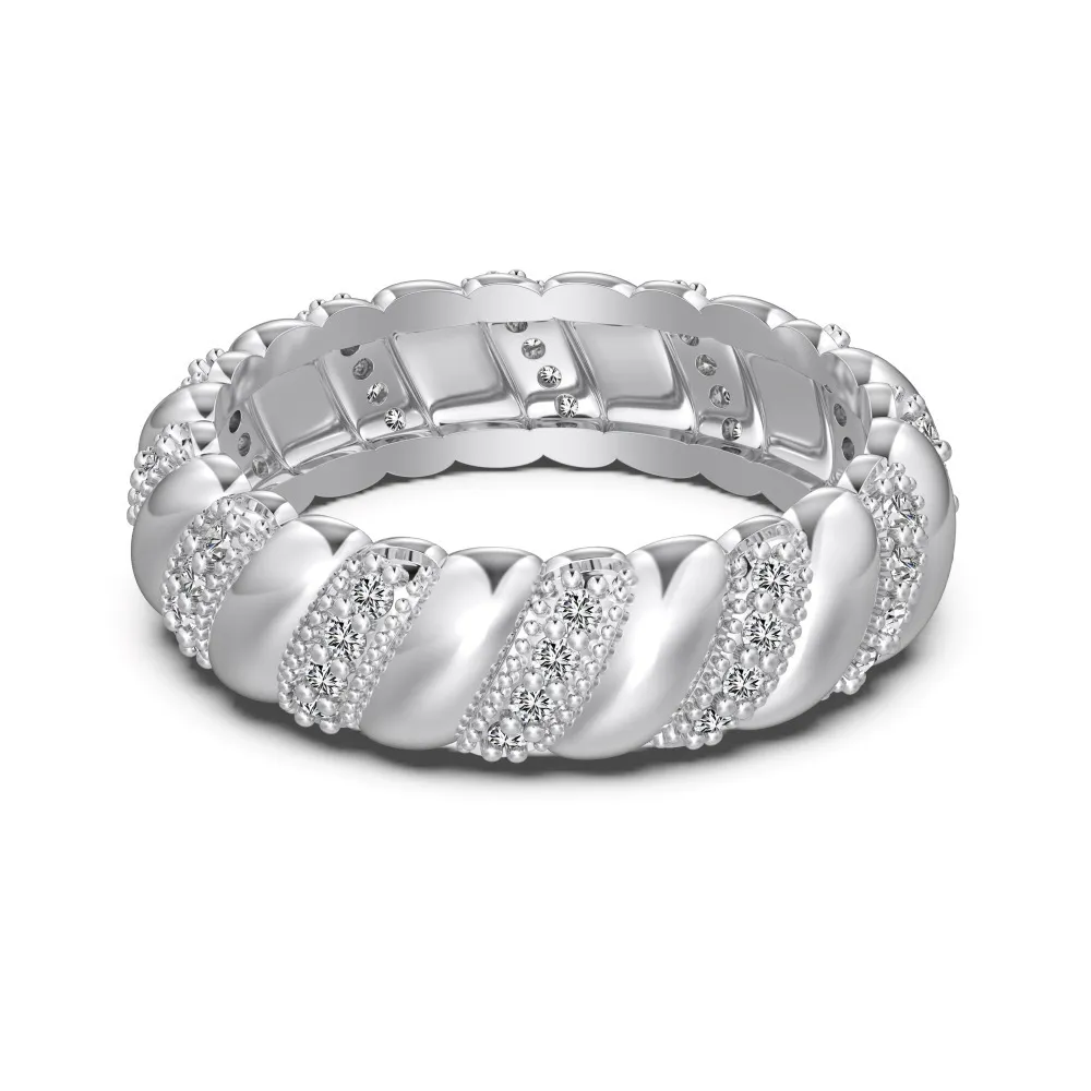 European And American Style Hot S925 Sterling Silver Ring Female Twist Design - Platinum