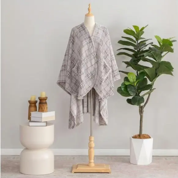Plaid Scarf Women's Warm Striped Shawl Light Gray - Shop at LoveMi