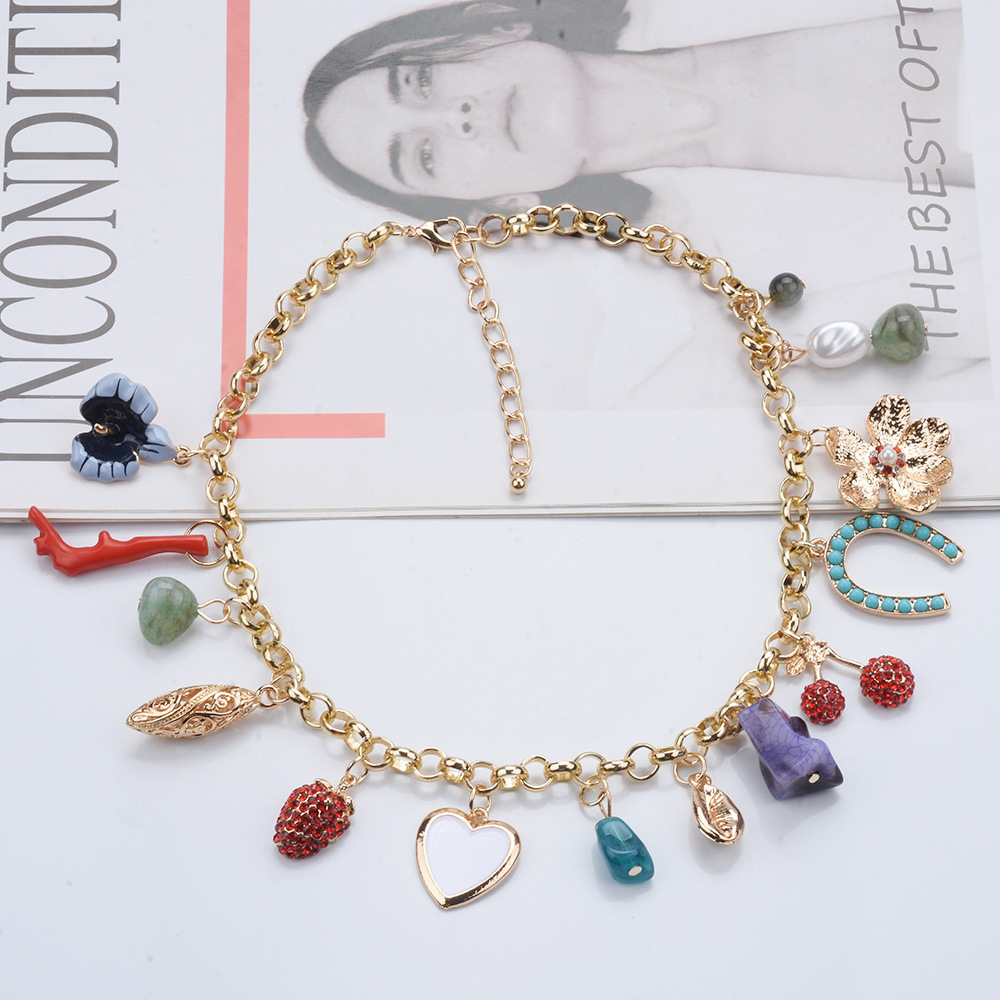 Exaggerated Famous Brand Flower Alloy Necklace With Diamonds For Women