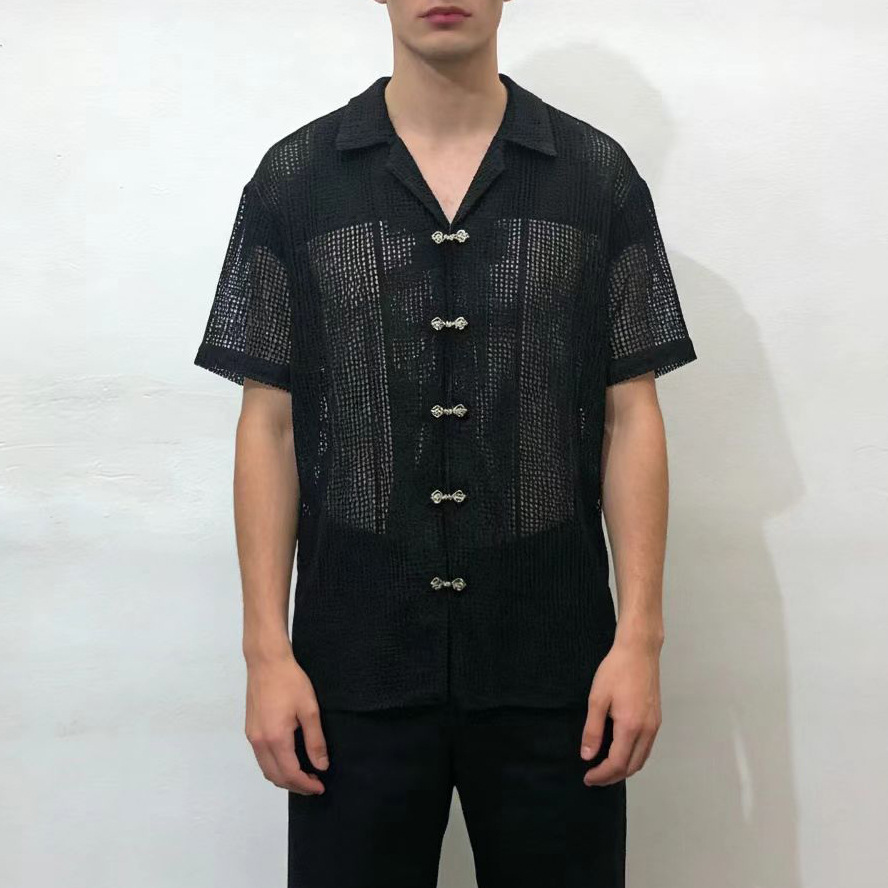 Men's Hollow-Out Short-Sleeve Loose Shirt