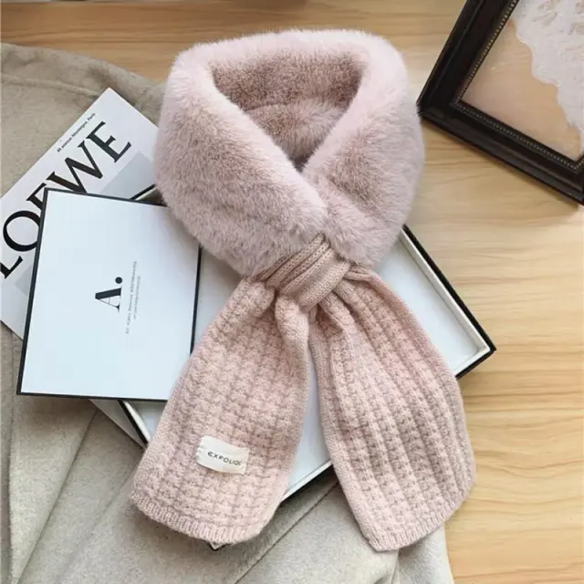 Velvet Scarf Women's Thick Warm Fur Collar Scarf Pink - Shop at LoveMi