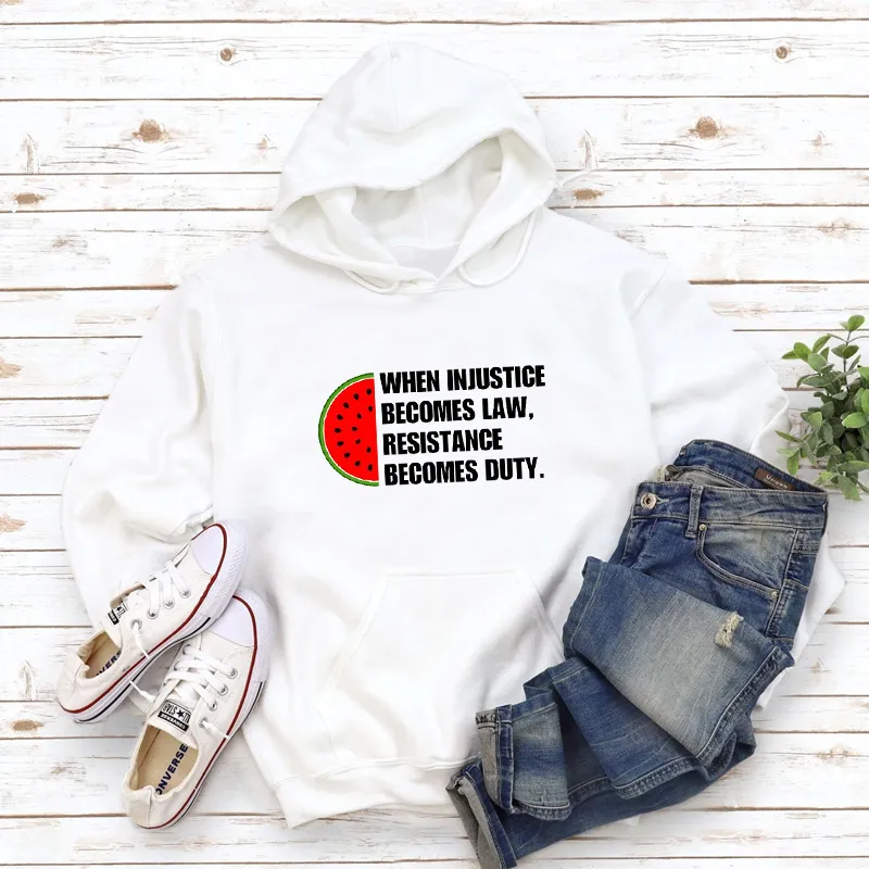 When Injustice Becomes Law Hoodie Casual Women Long Sleeve - White