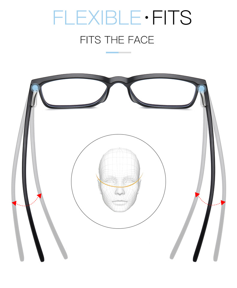 Title 4, TR90 Spring Leg Square Blue Light Blocking Glasses