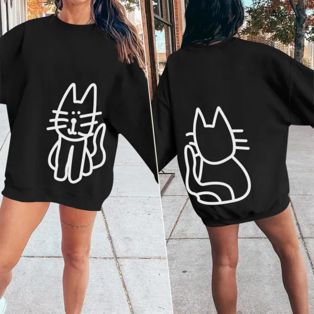 Plus Size Terry Round Neck Long Sleeve Sweater Black - Shop at LoveMi