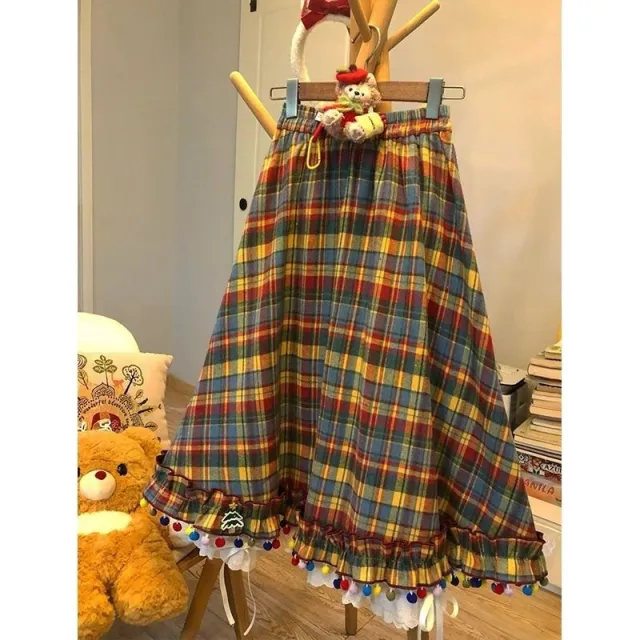 Christmas Retro Color Plaid Skirt For Women Skirt M - Shop at LoveMi