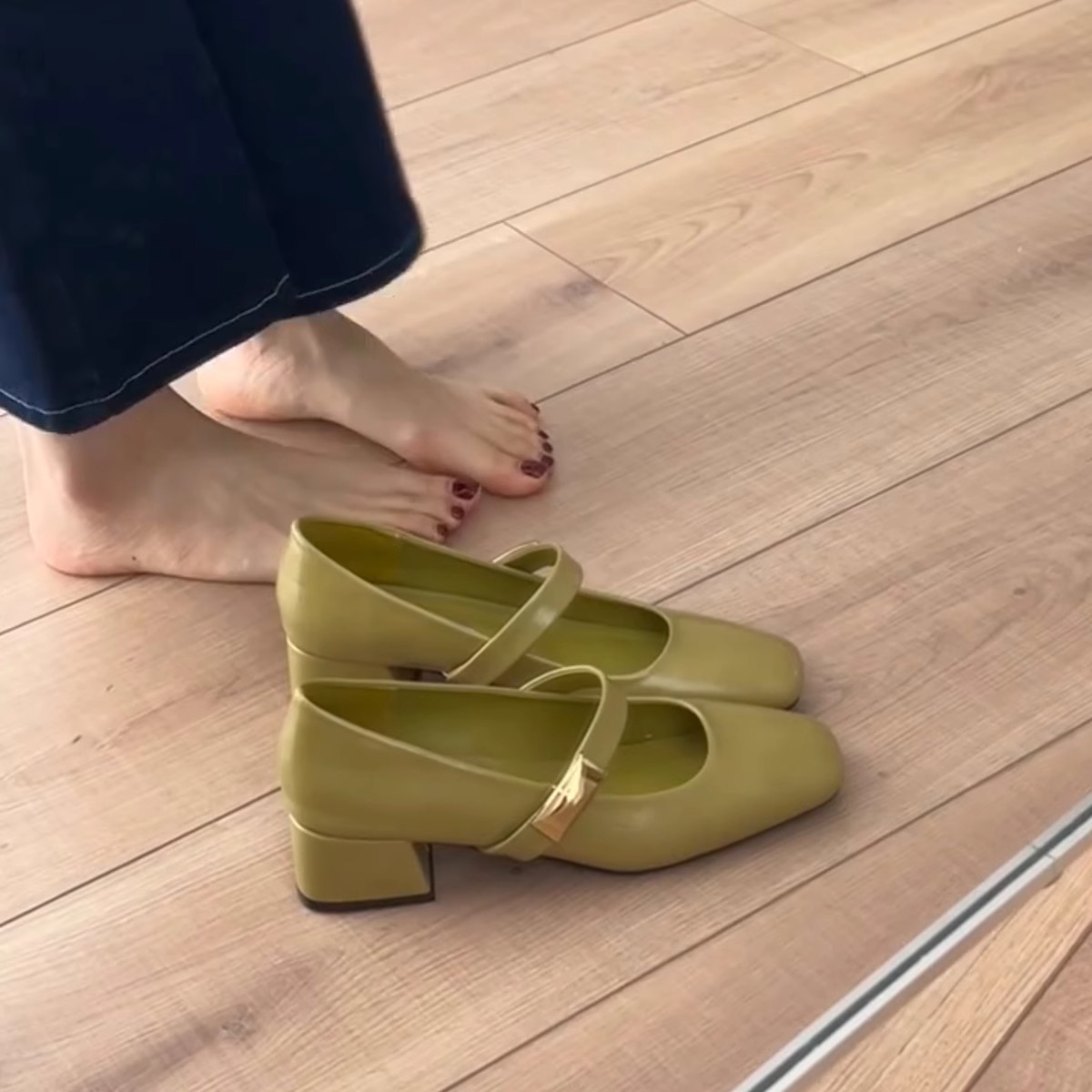 Single-strap Square-toe Chic Pumps Low-cut Mary Jane Shoes