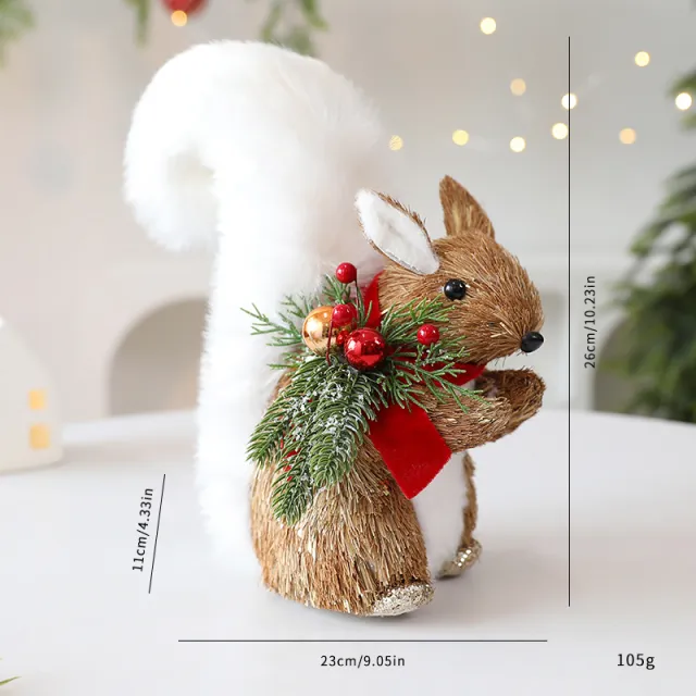 Straw Christmas Elk Squirrel Ornaments Christmas Scene Layout Squirrel - Shop at LoveMi
