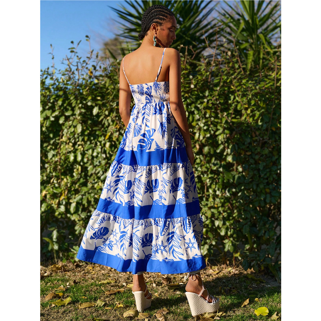 Printed Fashion Casual Vacation Style Large Swing Dress