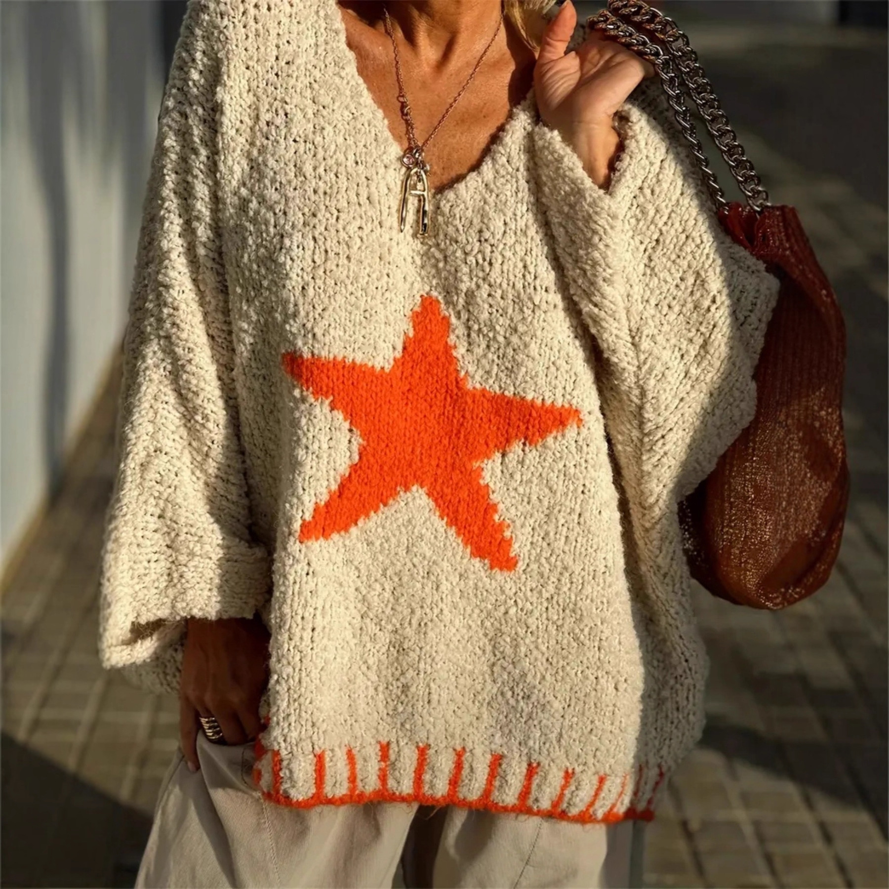 V-Neck Knit Sweater, picture 2 of 5