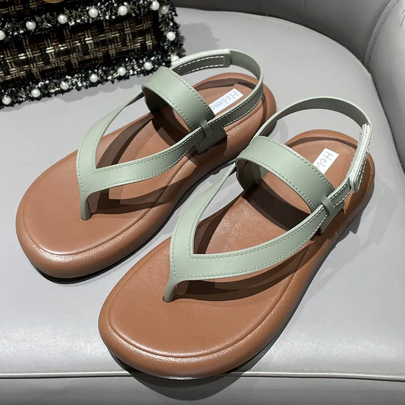 Women's Sandals Summer Wear Flat Heel - Green