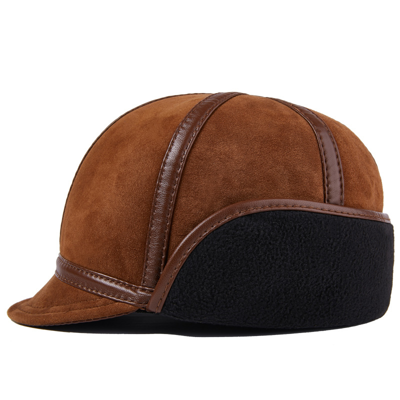 Casual Leather Men's Winter Sheepskin Velvet Thermal Outdoor Hat — foto 14