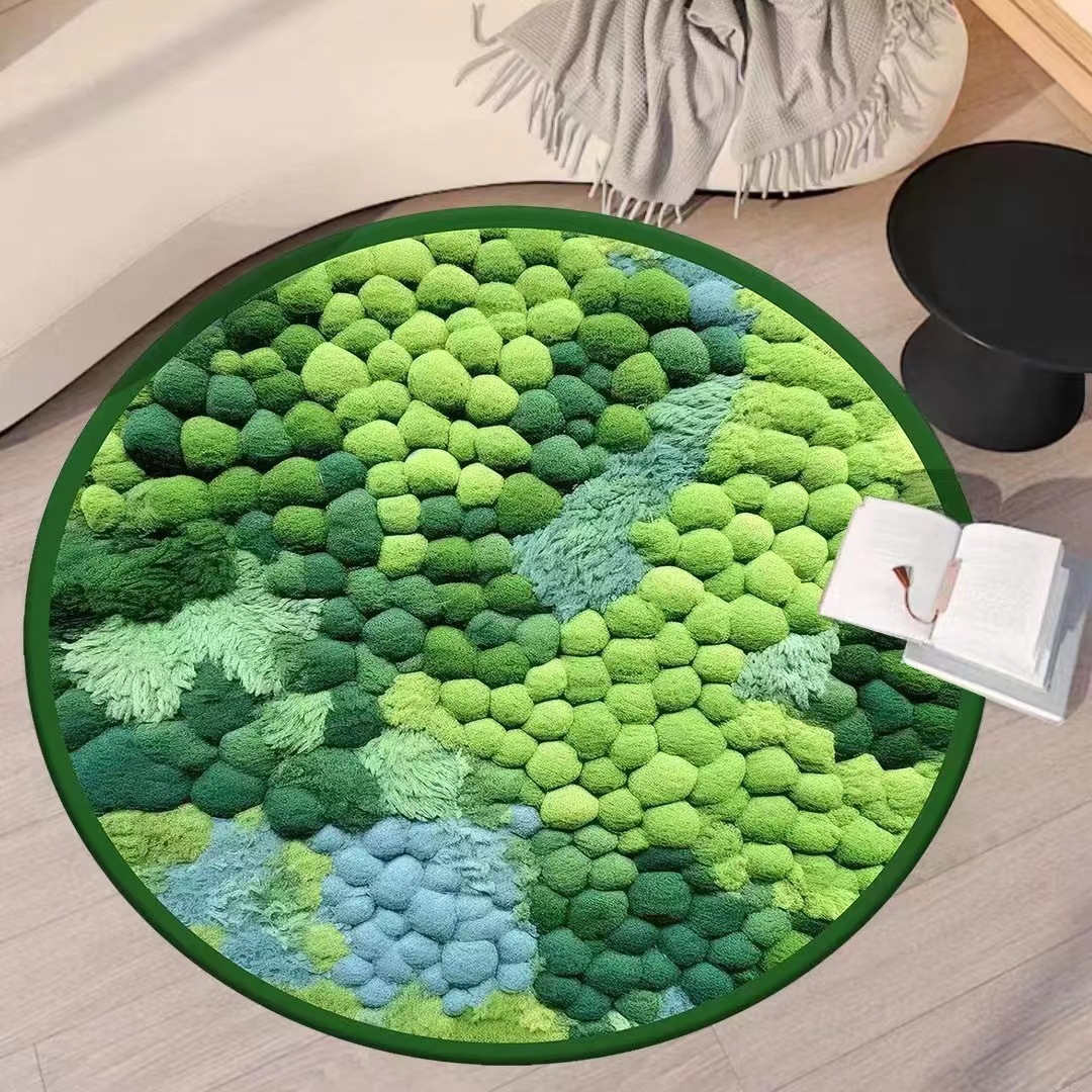 Title 6, Cashmere-like Round Moss Carpet Bathroom Absorb...