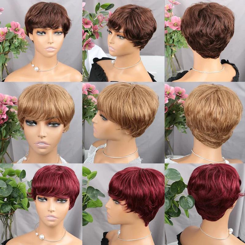 Brown Fashion Short Hair Fluffy Synthetic Wig 5
