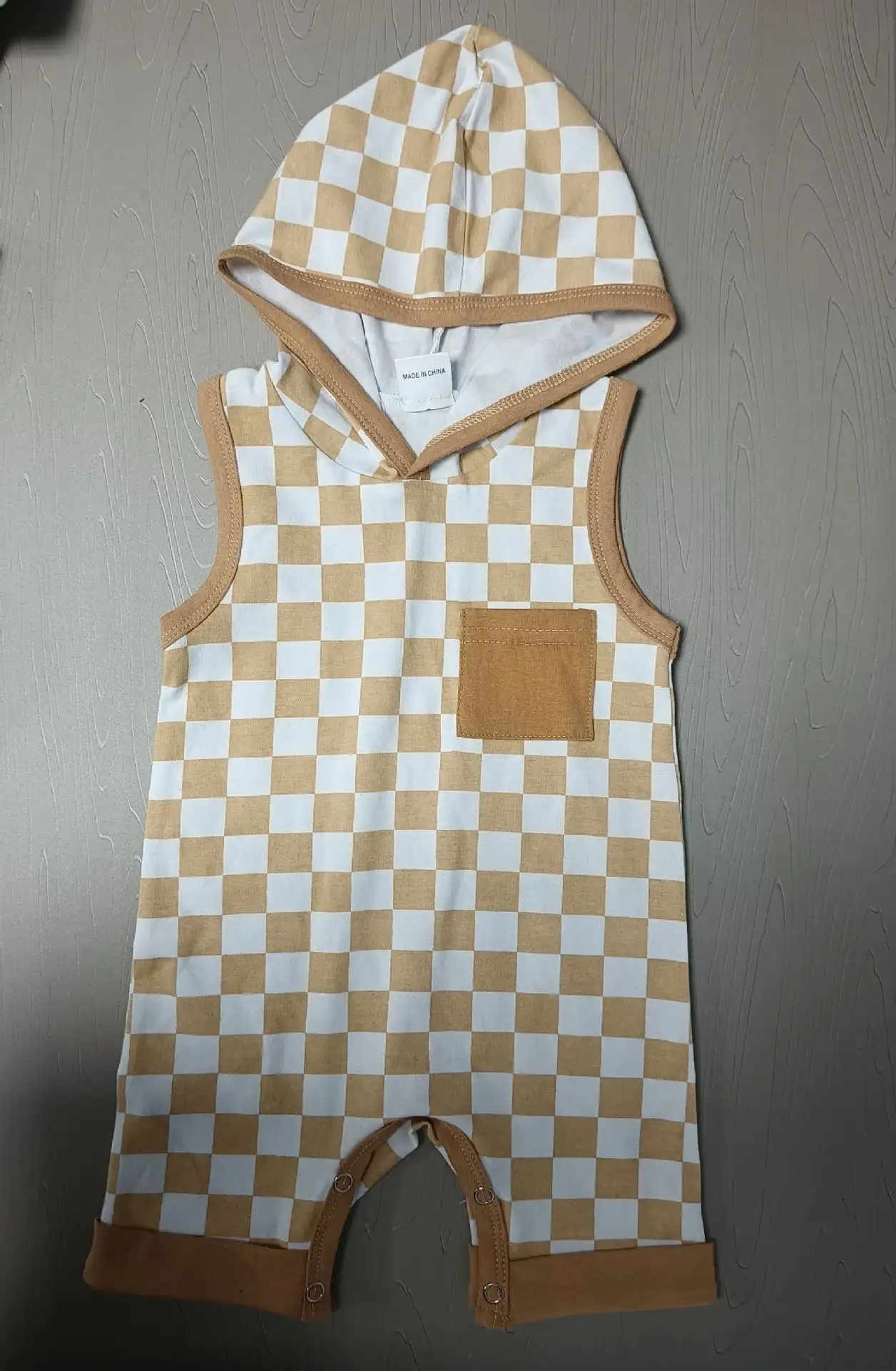Plaid Hooded Sleeveless Leotard Four Colors