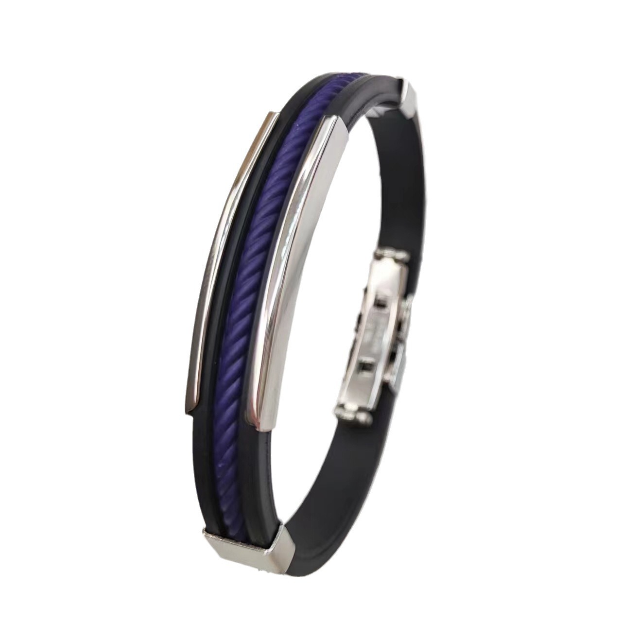 Silicone Stainless Steel Sports Multicolor Bracelet