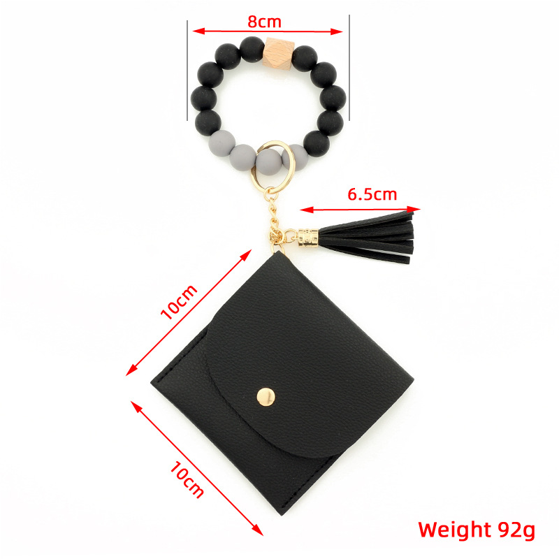 Title 2, New Silicone Bead Bracelet Card Holder PU Women...