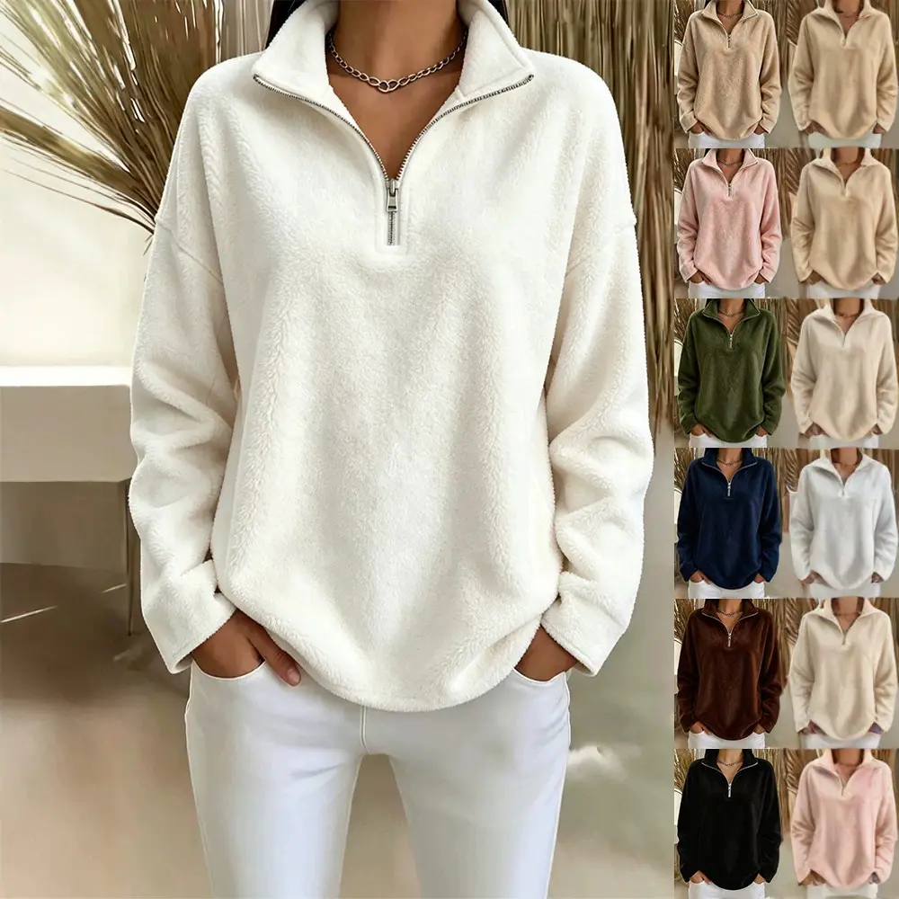 New Womens Small Stand-collar Zip-up Double-faced Fleece