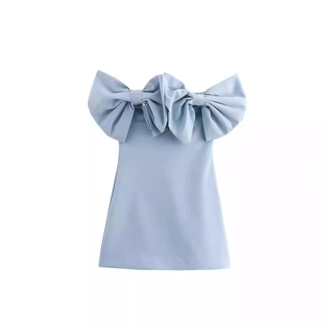 Bow Decoration Name Dress Tube Top Short Dress
