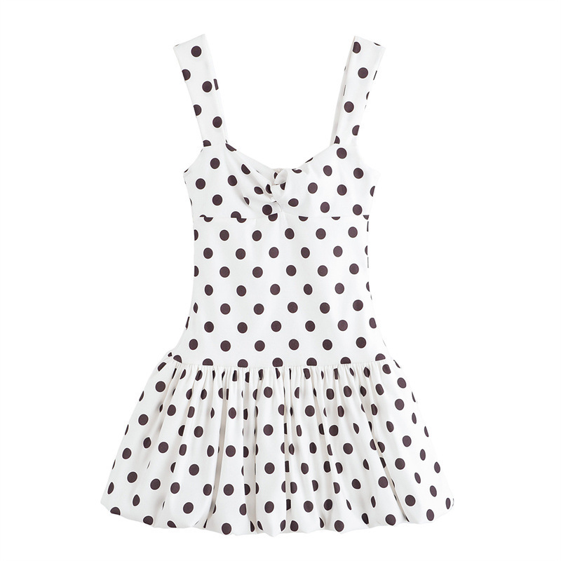 Hot Girl Style Heart-shaped Collar Short Polka Dot Brace Short Dress