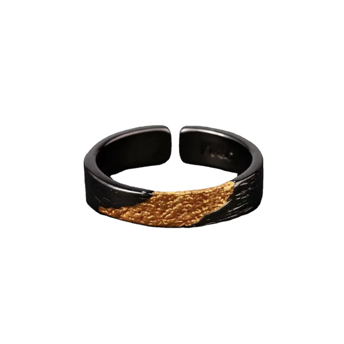 Gold Simple Black With Opening Ring