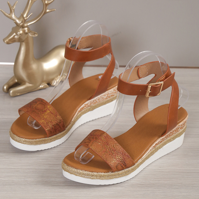 Strappy Round-toe Womens Casual Wedge Sandals