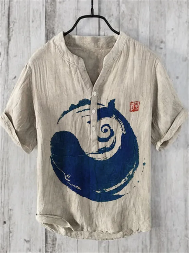 Summer Thin Printed V neck Men's T shirt Zc26 - Shop at LoveMi