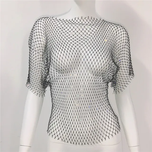 Spicy Vest Fishnet Short Sleeve Top Black - Shop at LoveMi