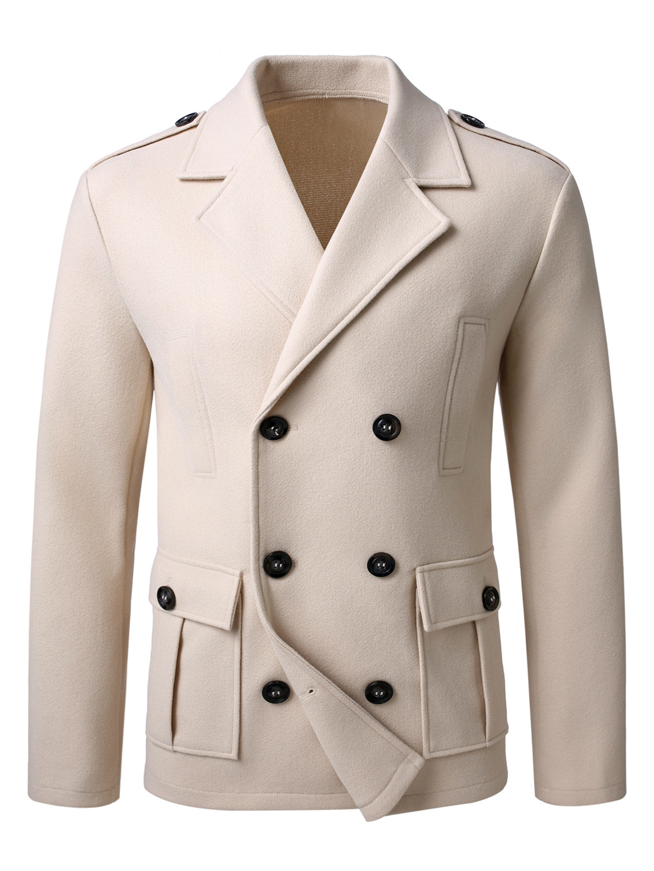 Mens Double-breasted Wool Overcoat