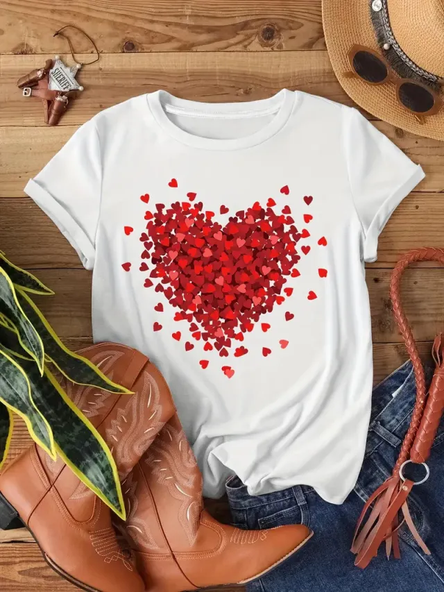 Printed Round Neck Short Sleeve Top Mxw142 - Shop at LoveMi