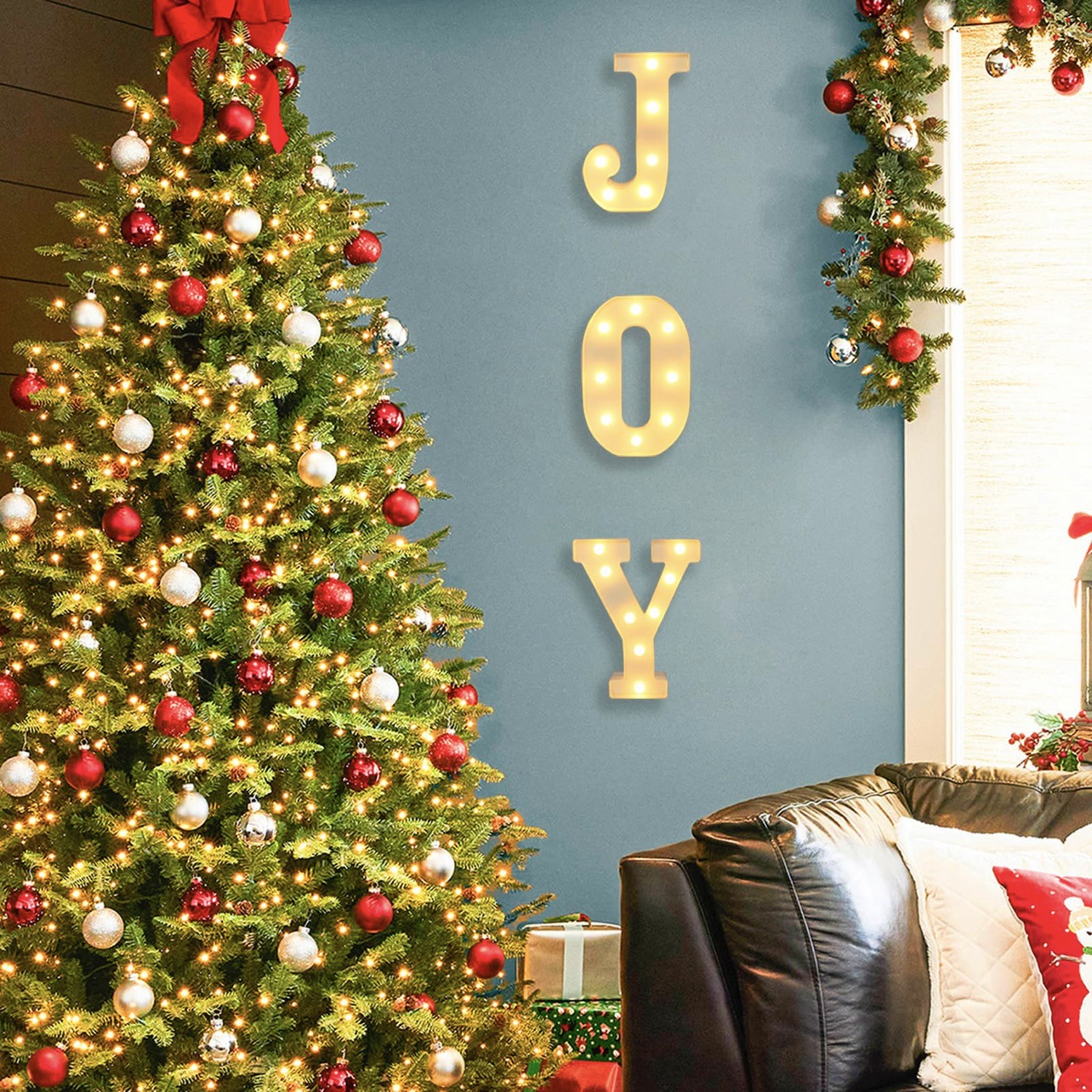 Title 18, Merry Christmas Letter Light JOY Decorative Let...