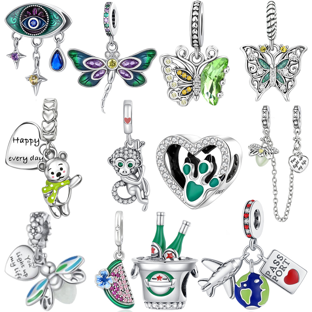 DIY Silver-plated Pendants Featuring Insects Dragonflies