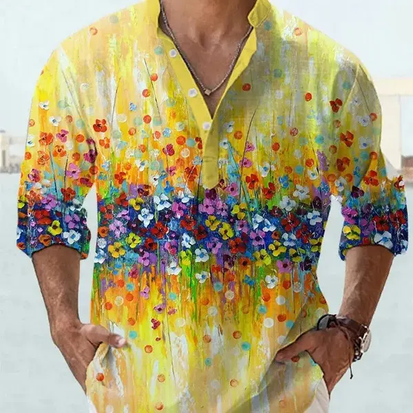 3D Digital Printing Polo Long Sleeve Shirt