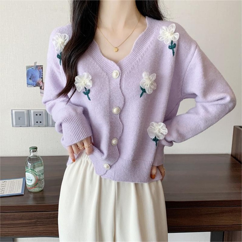 Three-dimensional Flower Age Reduction Girly Style Lace Collar Top
