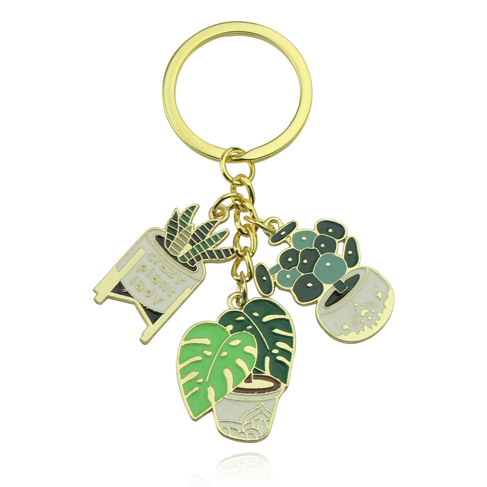 Title 6, Green Plant Cartoon Key Ring Pendant