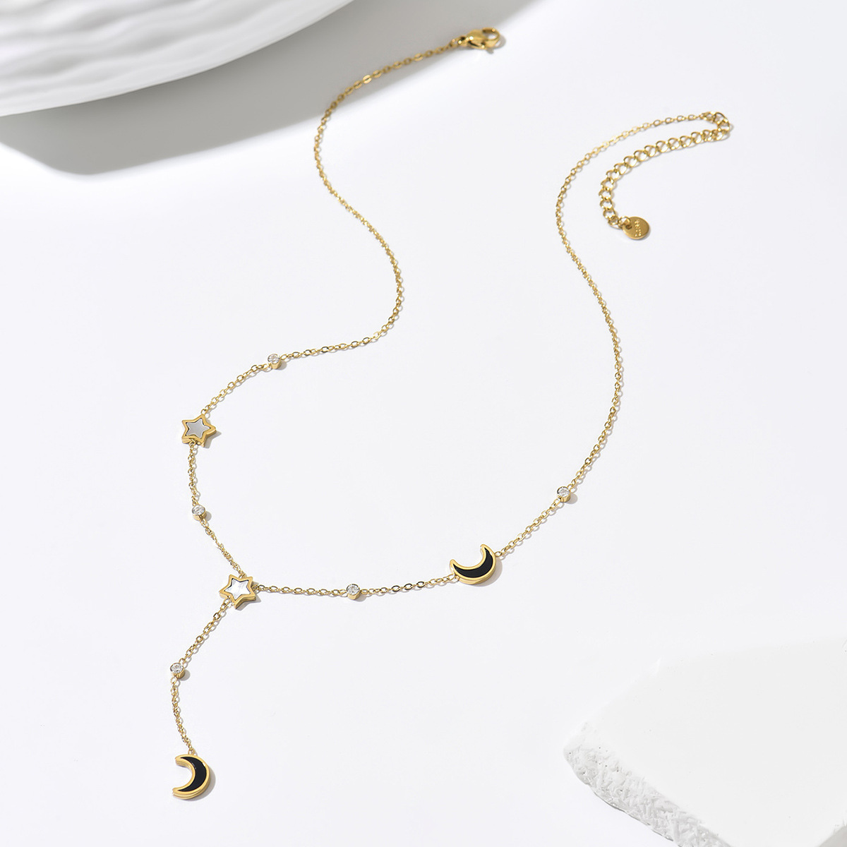 14k Gold Y-shaped Necklace And Polished Bracelet Set thumbnail 4