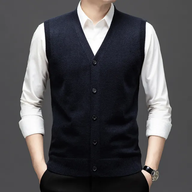 Keep Warm Inner Match Knitted Vest Sleeveless Multi color Sweater Waistcoat Navy Blue - Shop at LoveMi