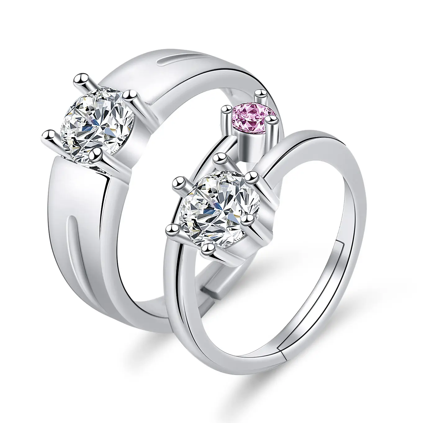 Moissanite Engagement Couple Rings