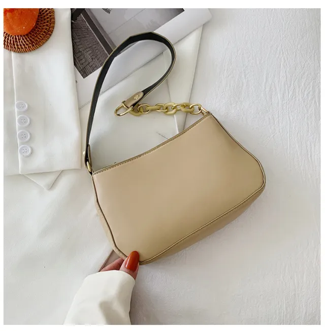 Simple Internet Celebrity Texture Crossbody Chain Bag Ins Khaki - Shop at LoveMi