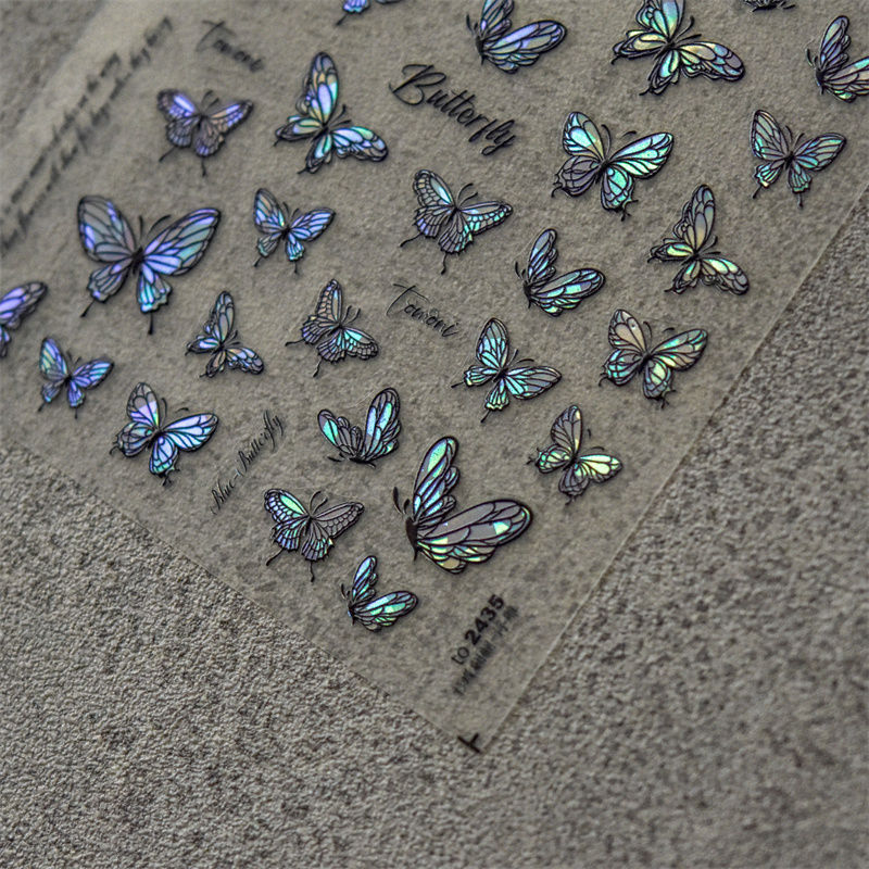 Colorful Butterfly Graceful Relief Laser 5d Three-dimensional Adhesive Waterproof Nail Sticker 3