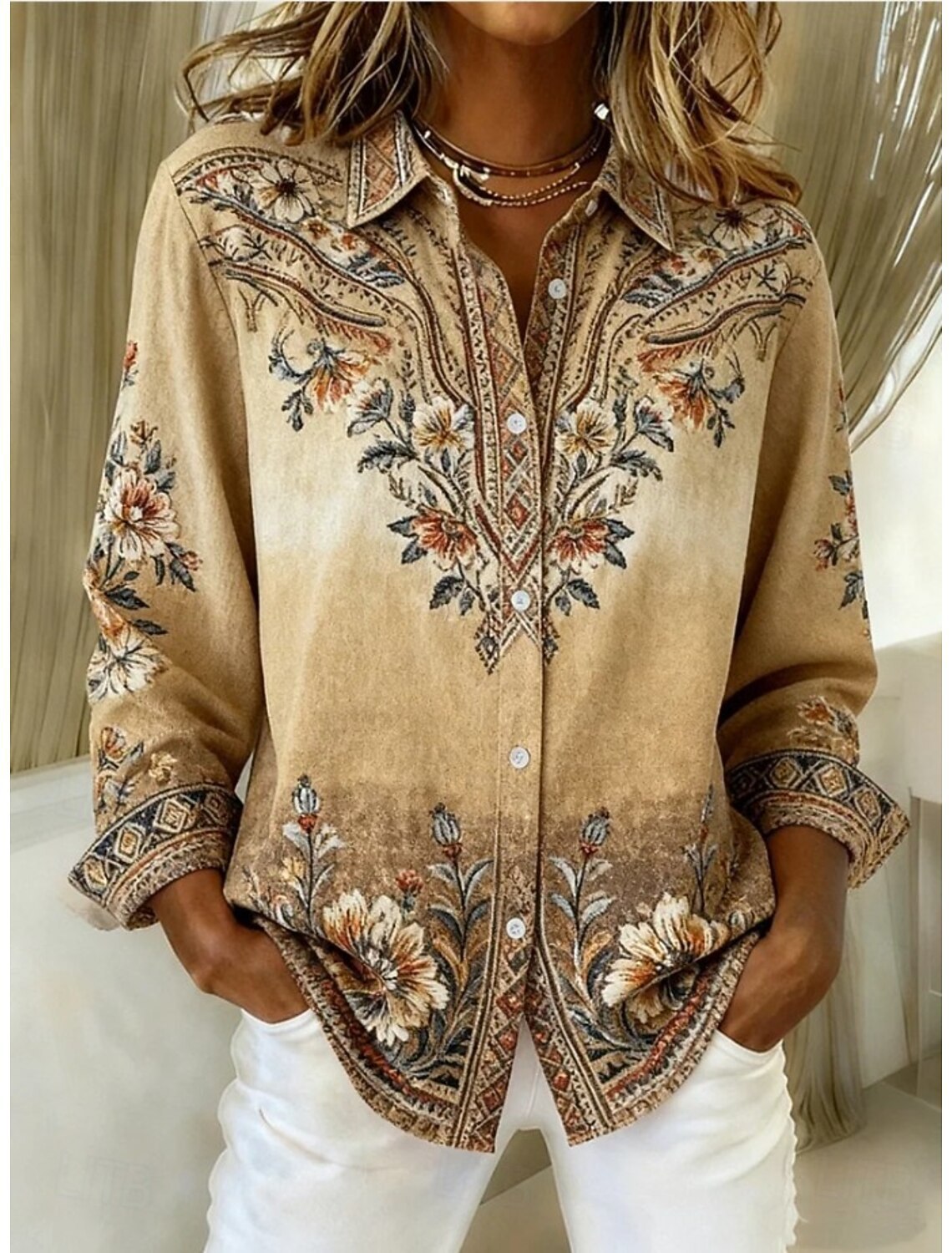 Loose-Fitting Long-Sleeve Lapel-Neck Printed Shirt 23 bcecd4da 2623 4077 8fa4 73de383ca801