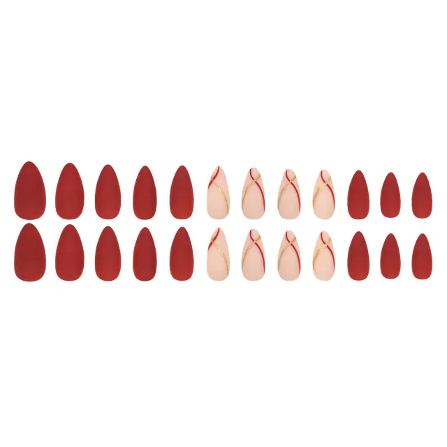 Hand worn Armor Almond shaped Solid Color Pattern Nail Tips Y161 - Shop at LoveMi